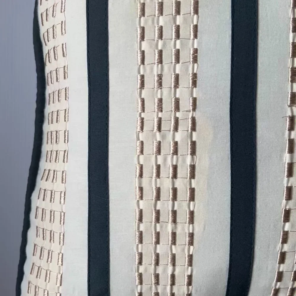 NAVY BEIGE “STITCH” ACCENT PILLOW